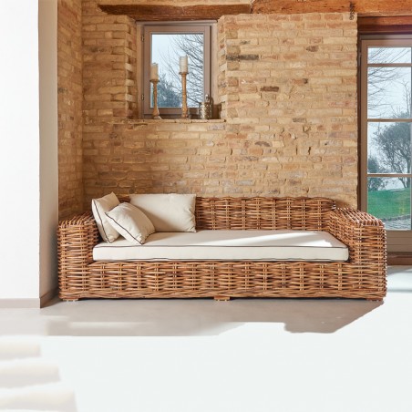 Divano-letto maxi Savana in rattan rustico naturale