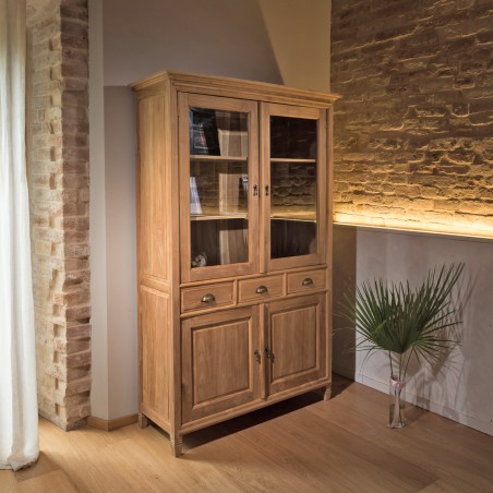 Vetrina credenza provenzale in teak naturale