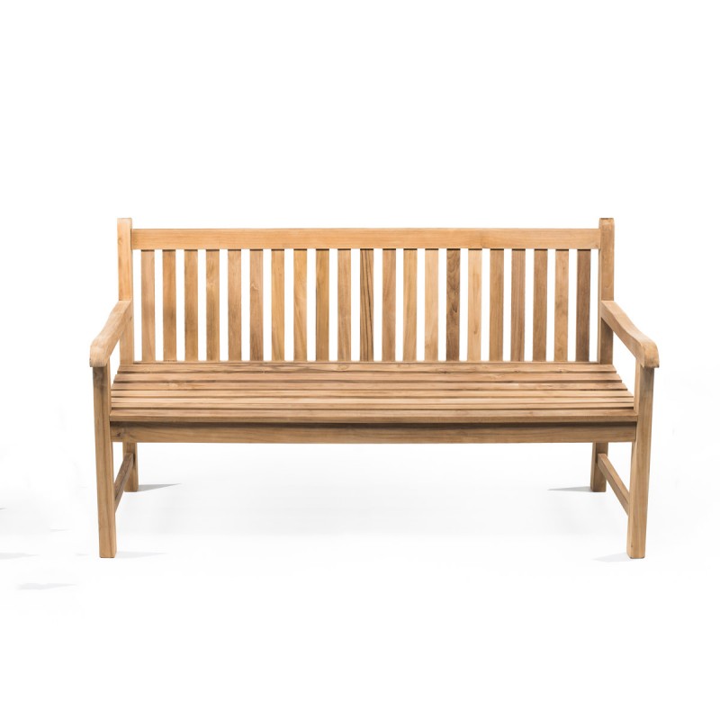 Panca da giardino in teak con braccioli e schienale - FSC® 100%