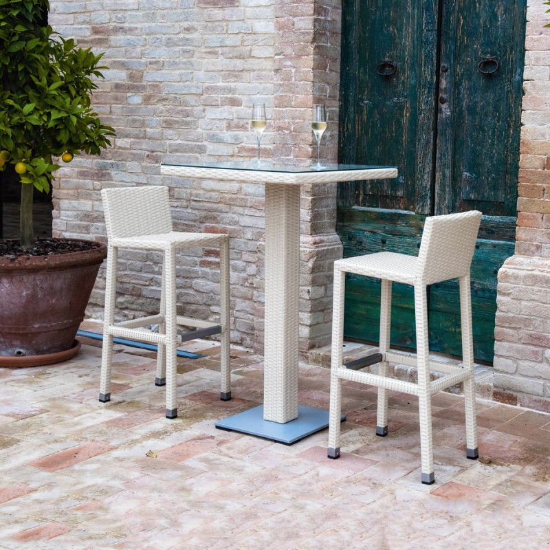 Tavolo alto polyrattan da esterno altà qualità - design italiano