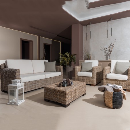 Lounge Set Cay in rattan Kubù naturale (4 pezzi)