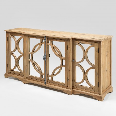 Madia 4 ante a specchio legno naturale - 200 cm