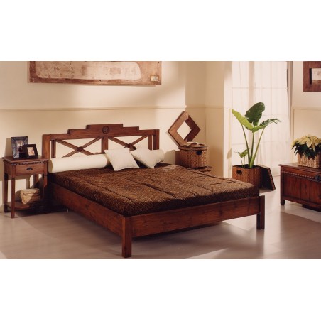 Letto coloniale matrimoniale in teak