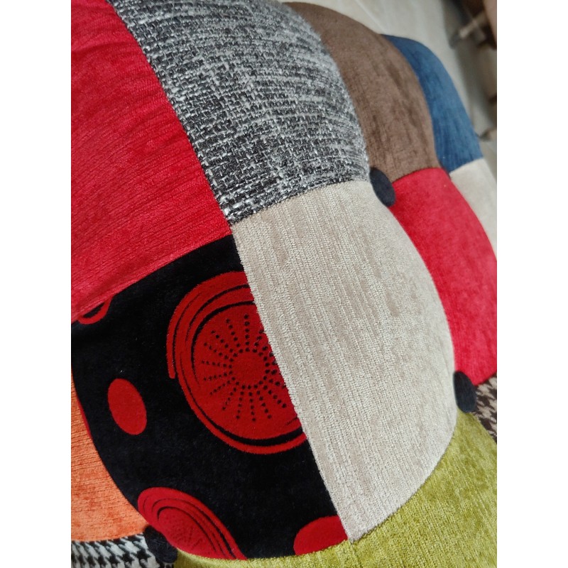 Pouf sgabello a cubo imbottito in tessuto Patchwork ideale per salotto e  camera da letto