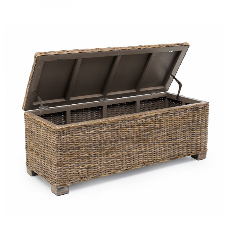 Panca contenitore in rattan Finitura Nauturale (grey wash)