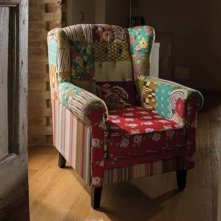 Poltrona bergere fantasia patchwork