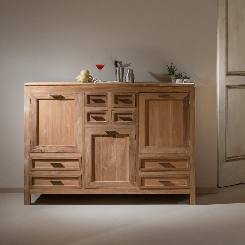 Mobile buffet alto in teak naturale Finitura Naturale a cera