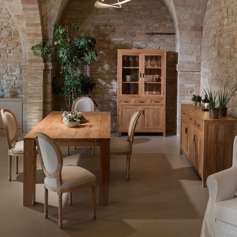 Credenza buffet minimal in legno massello di teak naturale