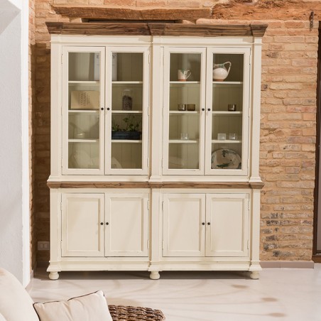 Mobile vetrina shabby chic - credenza bianco anticato effetto vintage